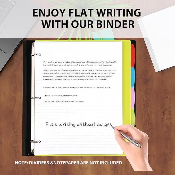 MAKHISTORY Telescoping 3 Ring Binder-4PCS, Flexible Binder with Customized Front Cover+Clear Catalog Pocket+3 Round Rings, Flat Writing Binder, 4 Bright Colors