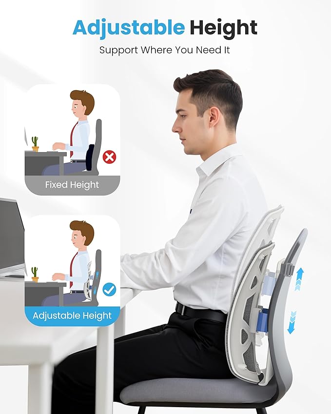COMFIER Heated Lumbar Support Pillow with Vibration Massage, Back Support Cushion for Office Chair, Adjustable Height up to 18.1 in – Thoughtful Gifts for Mom Dad Women Men