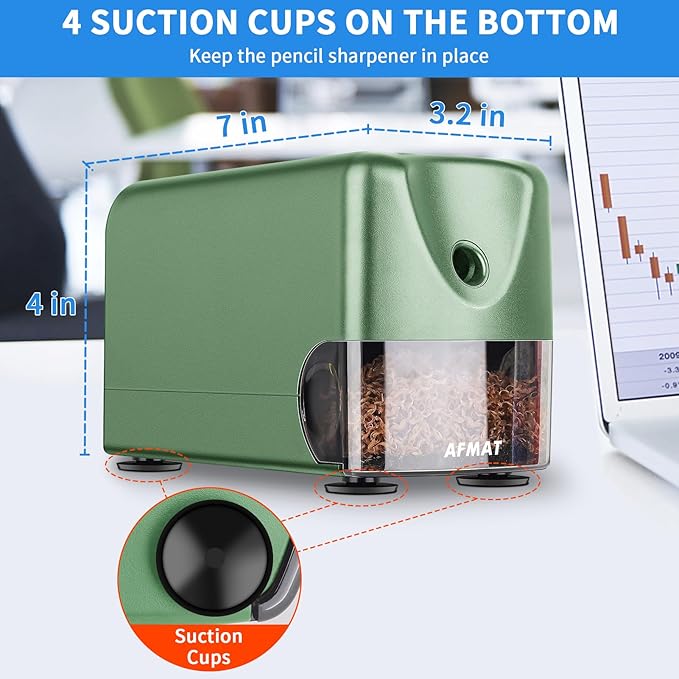 AFMAT Heavy Duty Electric Pencil Sharpener, Auto Stop Classroom Pencil Sharpeners for 6-11mm No.2/Colored Pencils, Standard/Large Pencils, Fast Sharpen in 3s, Sharp Point, Teachers Must Haves PSX3