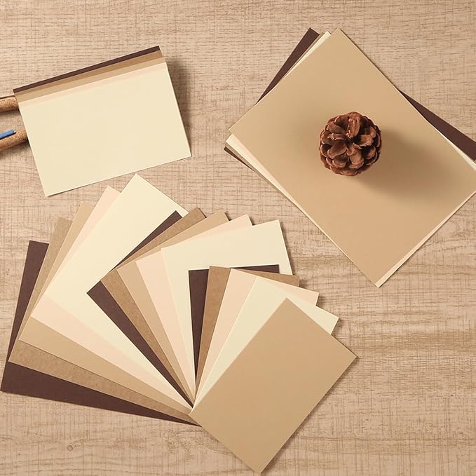 50 Sheets Colored Cardstock Paper 5 Colors, 250 GSM Heavy Card Stock for DIY Art Projects, Cards (Brown, 5x7)