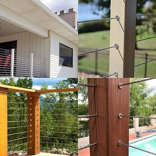 BLIKA 120 Pack Stainless Steel Protector Sleeves for 1/8" 5/32" or 3/16" Deck Cable Railing, for Wood/Composite Posts, T316 Marine Grade