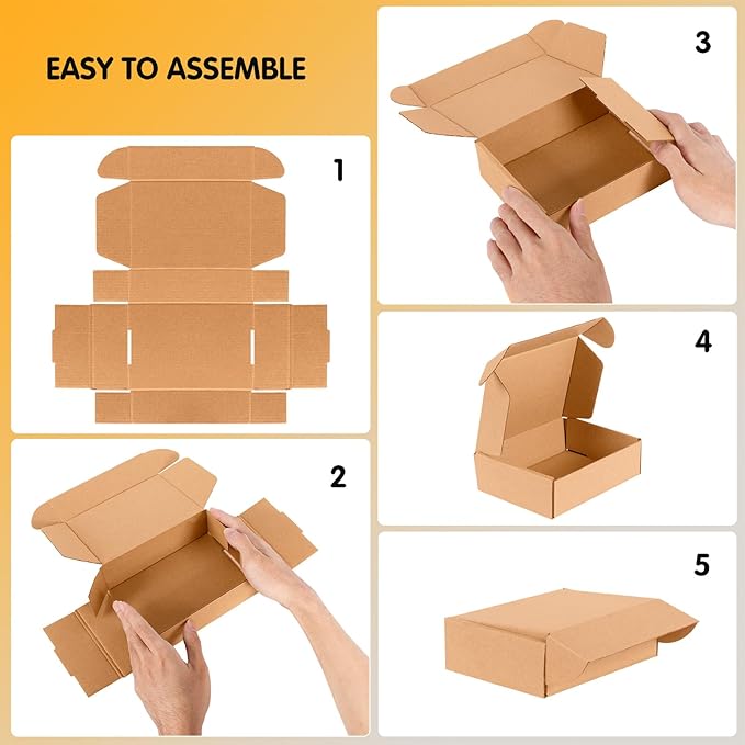 JOWLOT 12x9x2 inch Small Shipping Boxes Set of 25, Brown Corrugated Cardboard Box Literature Mailer for Mailing Packing Moving and Storage