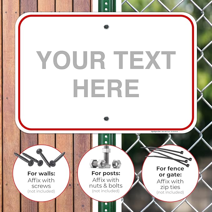 Custom Sign, Personalized Metal Signs, Customize for Office, Business, Workplace, Home, Airbnb, Delivery Red Signs, 12x18 Inches, Rust Free .063 Aluminum, Fade Resistant, Made in USA by Sigo Signs