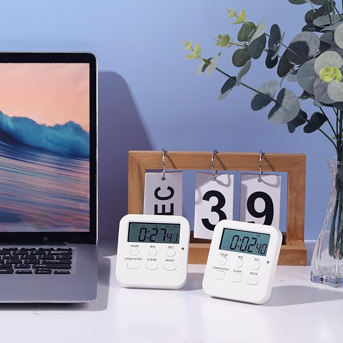 Weewooday 12 Pcs Digital Kitchen Magnetic Timer Bulk Classroom Count up Countdown Timer Large Digits Egg Loud Alarm Cute Desk Stopwatch for Teacher Kids Cooking Office(White,Cute Style)