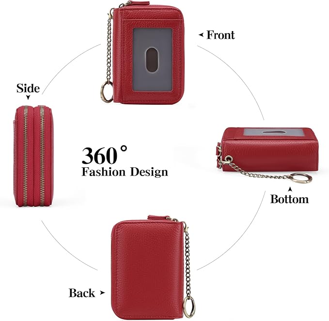 GOIACII Small Genuine Leather Wallet for Women, RFID Blocking Credit Card Holder Wallet