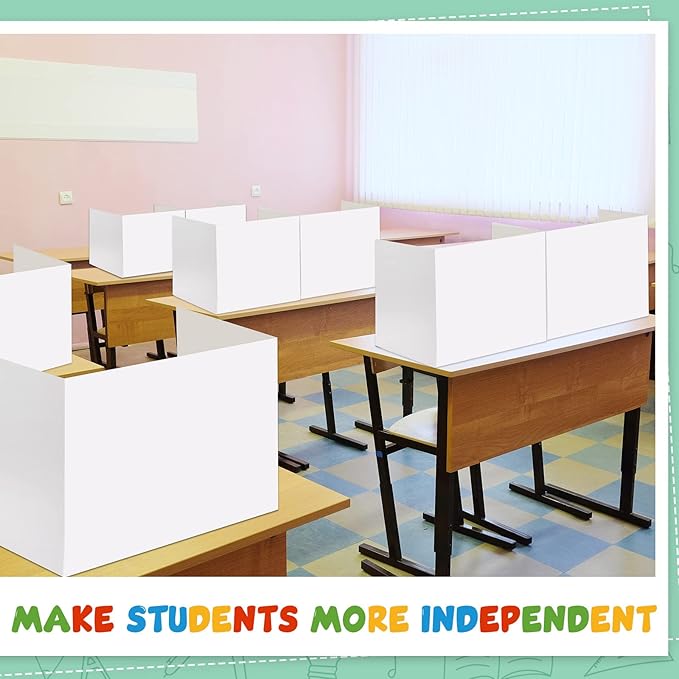 Zhehao 24 Pcs Privacy Boards for Student Desks Bright Colored Classroom Desk Divider Trifold Table Panel Privacy Folders Screen Partition for School Teacher Student Study Test Home