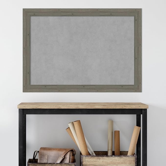 Amanti Art Grey Framed Magnetic Board 29x41 Large Vision Board for use with Magnets, 100% Metal Sheet to Display Items as Office Decor or for Home Organization in mudroom, Kitchen or Kids Room