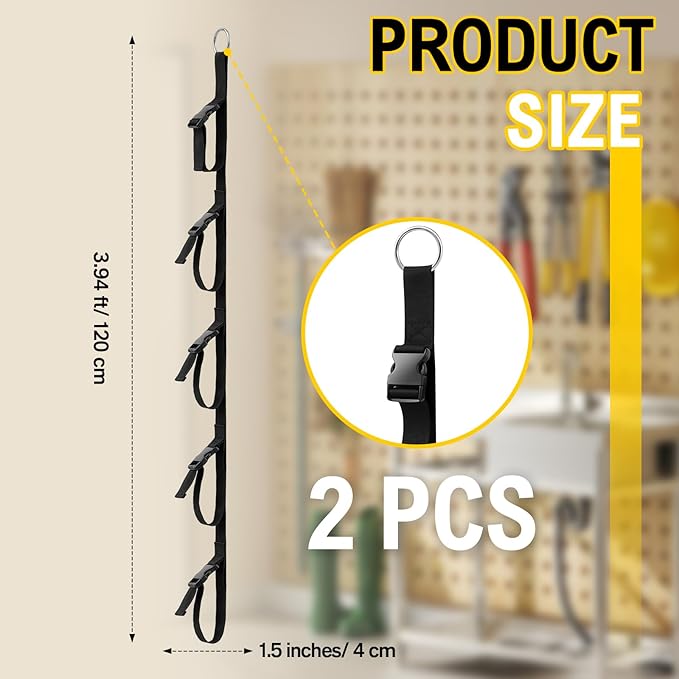 Wowangce 2 Pcs Extension Cord Organizers and Storage Garage Extension Cord Holder with 5 Slots Organizer Black Cord Organizer Straps for Vertical Space Cable Hose Rope String Lights