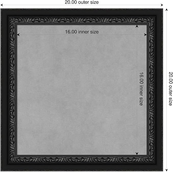 Amanti Art Black Framed Magnetic Board 20x20 Small Vision Board for use with Magnets, 100% Metal Sheet to Display Items as Office Decor or for Home Organization in mudroom, Kitchen or Kids Room