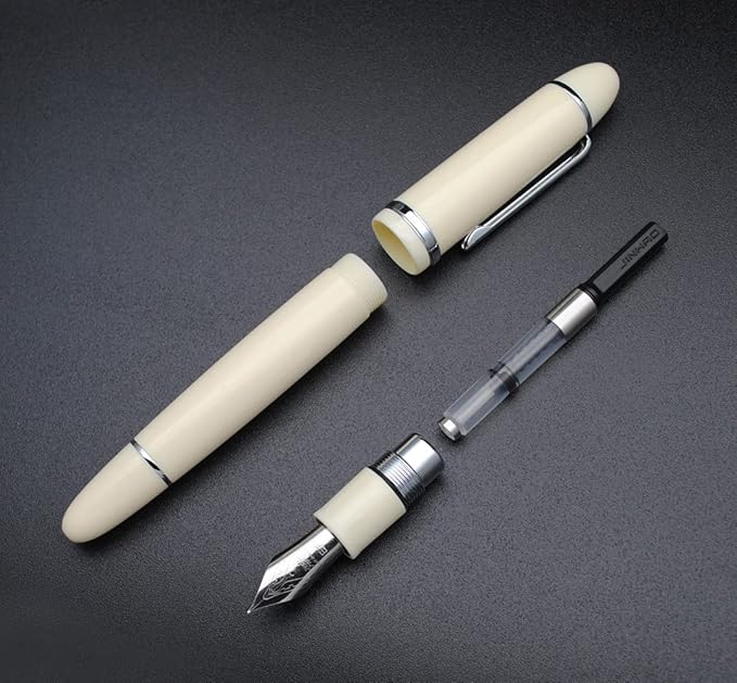 JINHAO X159 Fountain Pen (EF Nib 0.38mm, Ivory White with Silvery Clip)