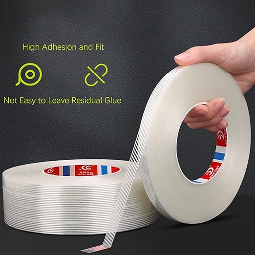KAIY Strapping Tape 3 Roll, 1/2 inch x 60 yds Fiberglass Reinforced Packing Tape Heavy Duty, Wearproof Tape,100 lbs per inch Tensile Strength