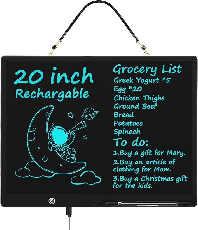 [Rechargeable] 20 Inch LCD Writing Tablet for Kids, Extra-Large Drawing Tablet for Adults, Educational & Learning Toys for Boys Girls Ages 8-12 Years Old, Drawing Board for Kids Birthday Gift (Black)