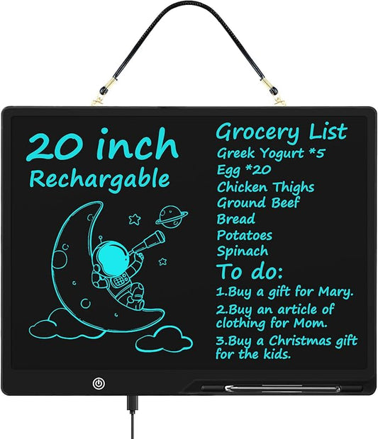 [Rechargeable] 20 Inch LCD Writing Tablet for Kids, Extra-Large Drawing Tablet for Adults, Educational & Learning Toys for Boys Girls Ages 8-12 Years Old, Drawing Board for Kids Birthday Gift (Black)