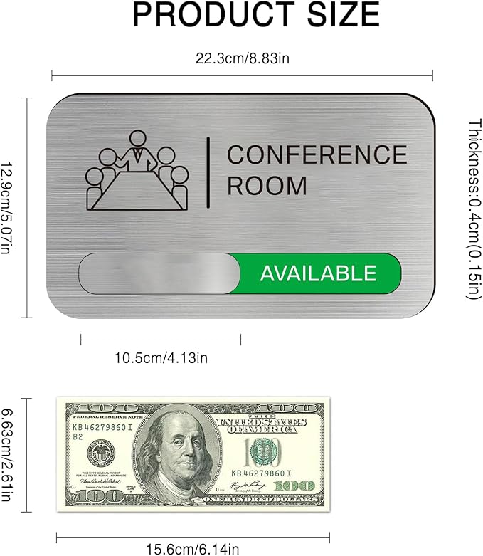 ANIWEY Acrylic Office Meeting Room Door Sign, 8.8 x 5.1 inches, Silver, Minimalist Style