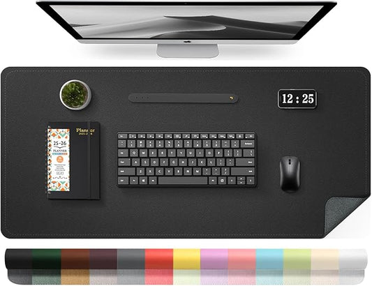 Leather Desk Pad Protector, Desk Mat, Large Mouse Pad, Non-Slip Desk Blotter, Office Laptop Desk Pad, PU Leather Desk Writing Pad for Office and Home (Black, 31.5" x 15.7")