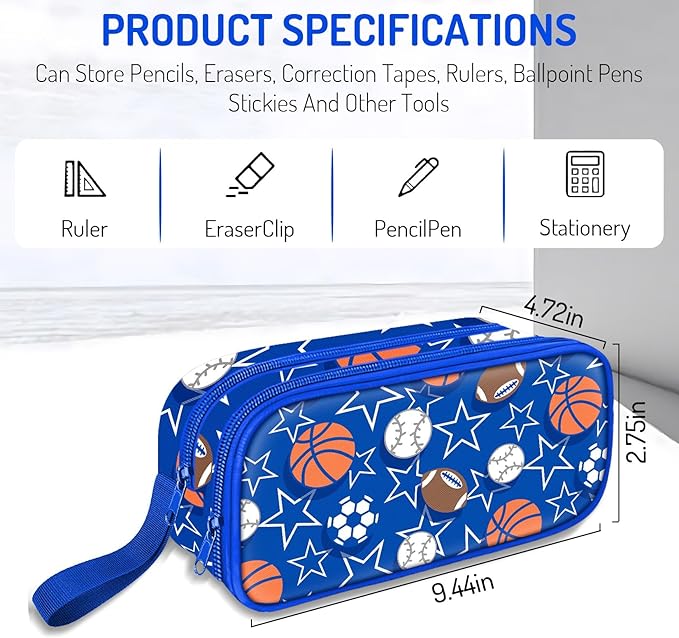 Fitvc Large Pencil Case for Boys,Sports Boys Pencil Pouch for Kids Teens School,Large Capacity Pen Box Marker Organizer for School