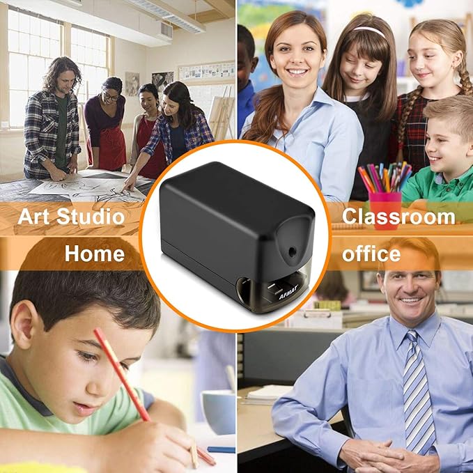 AFMAT Electric Pencil Sharpener, Heavy Duty Pencil Sharpener for Classroom, 6.5-8mm No.2/Colored Pencils, UL Listed, 10,000+ Sharpenings, Electric Pencil Sharpeners for Home, Office, PS13