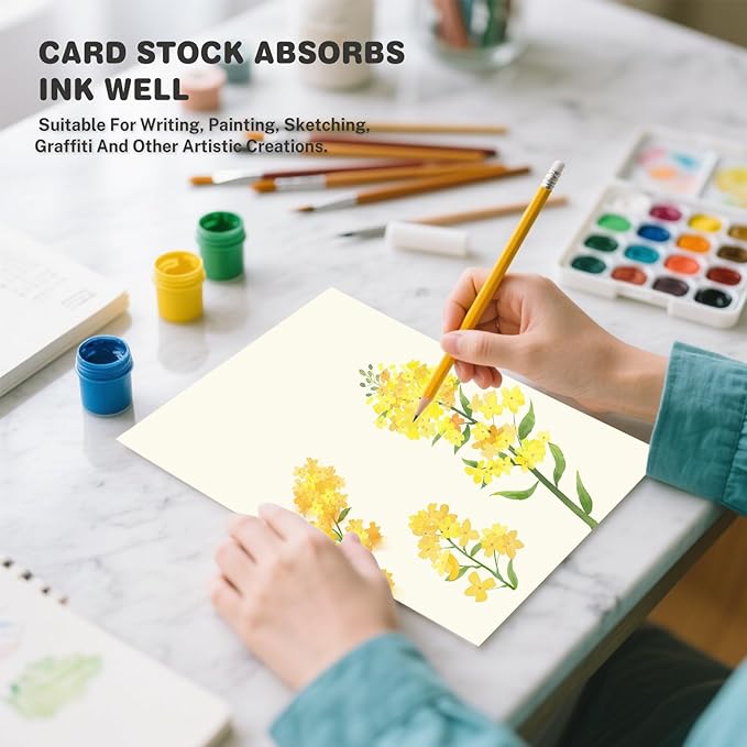 Cream Cardstock 8.5 X 11, 120 Sheets Card Stock, 75lb/ 200gsm Copy Paper, Cardstock Printer Paper for Art, Drawing, Invitations, DIY Cards, Watercolor, Craft, Construction, School & Office Supplies
