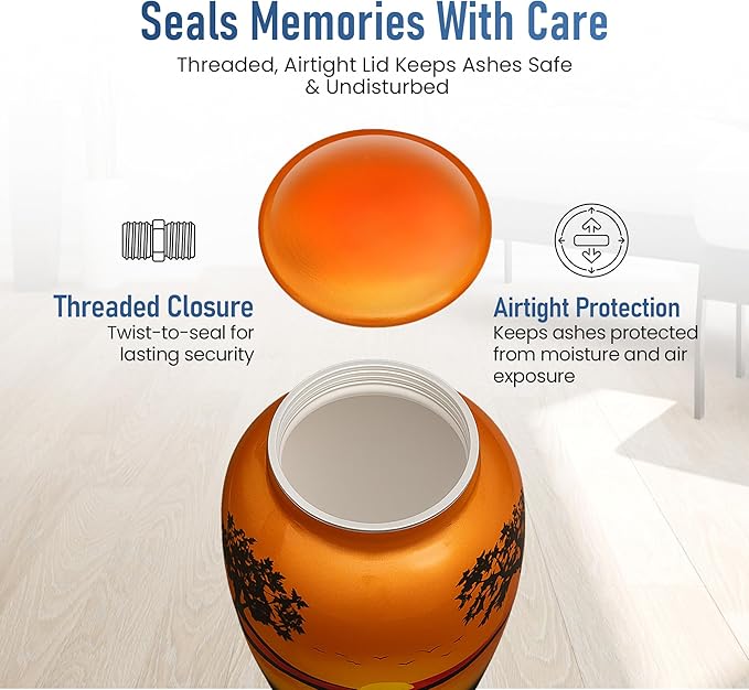 Modern Memorials Cremation Urn for Ashes - Large Urn for Man & Women - 200 Cubic Inches - Includes Velvet Storage Bag - Safari Style