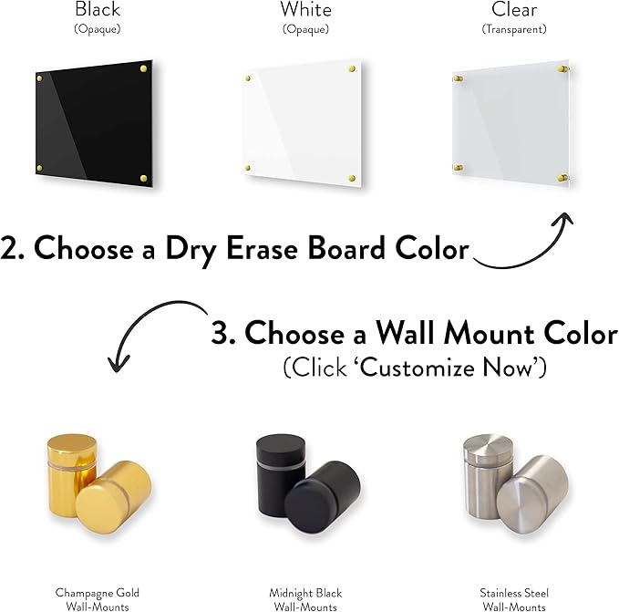 Acrylic Dry Erase Board for Wall with Stylish Border - Shipped Next Day, Made in USA, Non-Magnetic Whiteboard, Wall Mounted Board, Easy to Clean (White - 12x18)