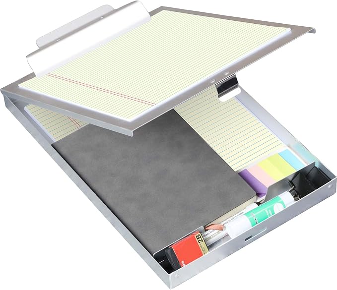 ROCOFF Metal Clipboard with Storage - Letter Size Aluminum Clipboards, Heavy Duty Storage Clipboard - Great for Office, Jobsite or Classroom, Single Compartment