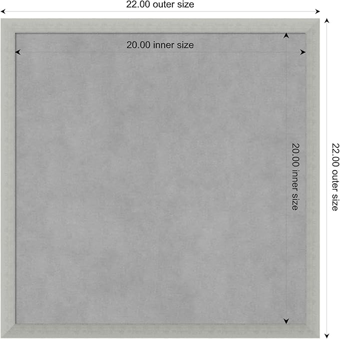 Amanti Art Silver Framed Magnetic Board 22x22 Medium Vision Board for use with Magnets, 100% Metal Sheet to Display Items as Office Decor or for Home Organization in mudroom, Kitchen or Kids Room