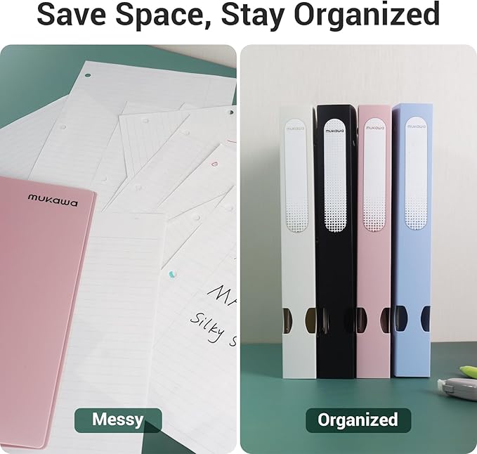 MUKAWA 1 Inch 3 Ring Binder, D-Ring Binder Holds 250 Sheets, PP Cover with Writable Spine Label, Lay-Flat Design, Letter Size 8.5x11, Lightweight for School, Office & Home Organization, 1 Pack, Black