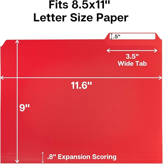 Dunwell Plastic Colored File Folders (6 Pack), 1/3 Tab Filing Folders for 8.5x11 Letter Size Documents, Assorted Colors, Acid-Free Poly, Includes Labels