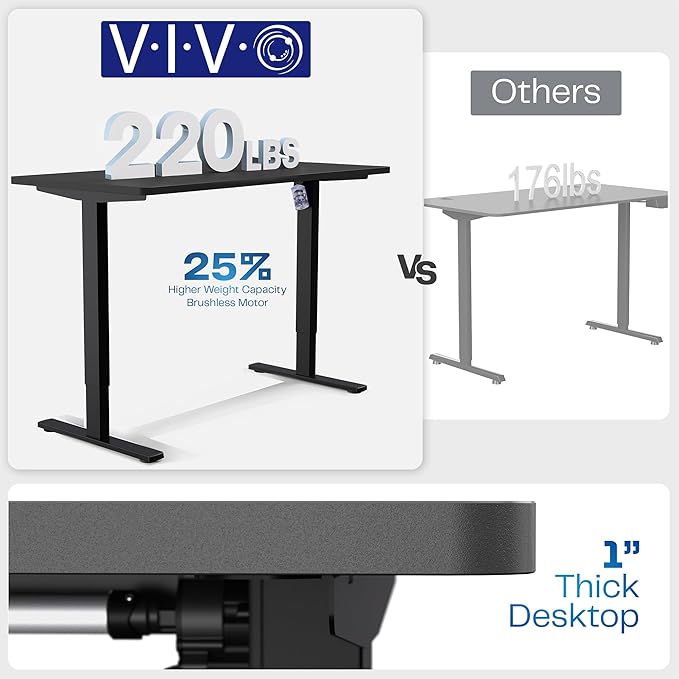 VIVO Electric 48 x 30 in Standing Desk, Memory Height Adjustment, 1B Series, Holds 220 lbs, One-Piece Reclaimed Wood Top, Black Frame, DESK-KIT-1B5P