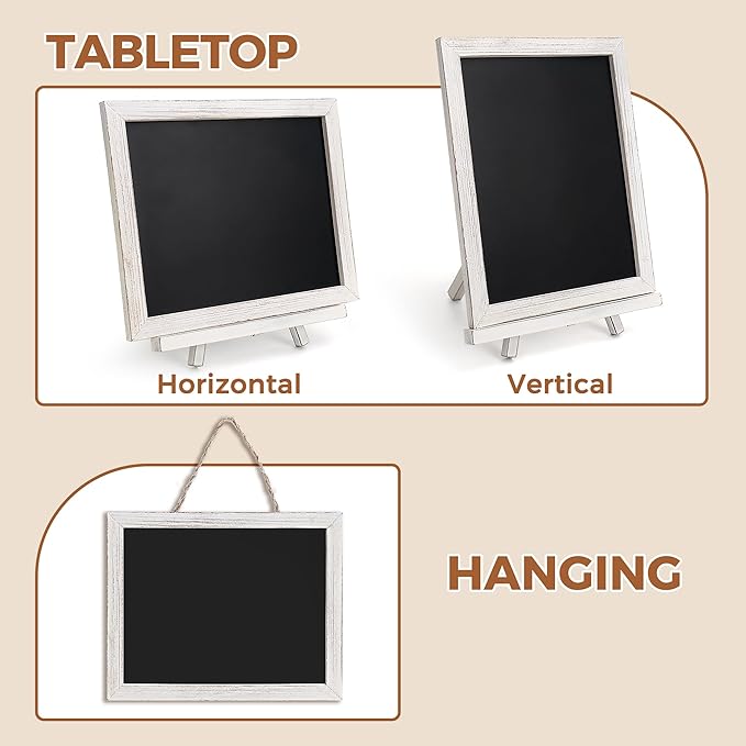 SELEAD 100% Real Wood Frame Chalkboard with Stand, String - 3 Pack Small 10x12 Inch Tabletop/Wall Hanging Magnetic Chalk Board Words Sign, Menu Display Board for Business, Farmhouse