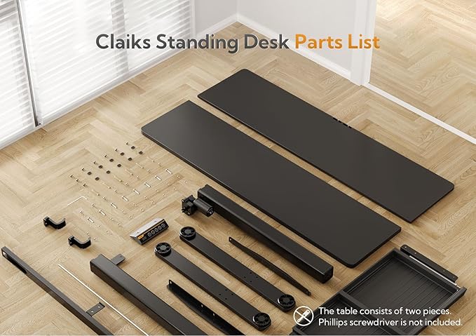 Claiks Standing Desk with Drawers, 48x24 Inch Electric Stand Up Desk, Adjustable Height Computer Workstation, Black
