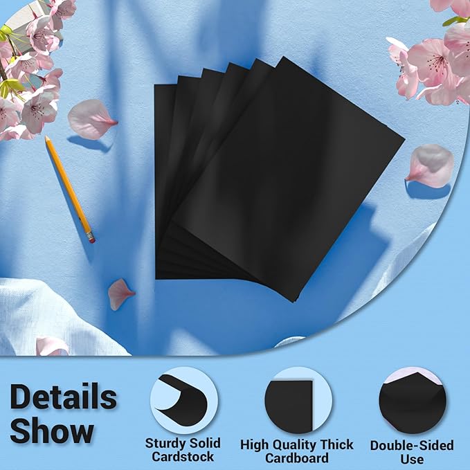Cardstock Paper, Black Cardstock 8.5x11, 120 Sheets Card Stock, 200GSM Thick Printer Paper 8.5x11, Black Blank Card Stock Paper for Greeting Cards, DIY Cards, Wedding Invitation, Postcards