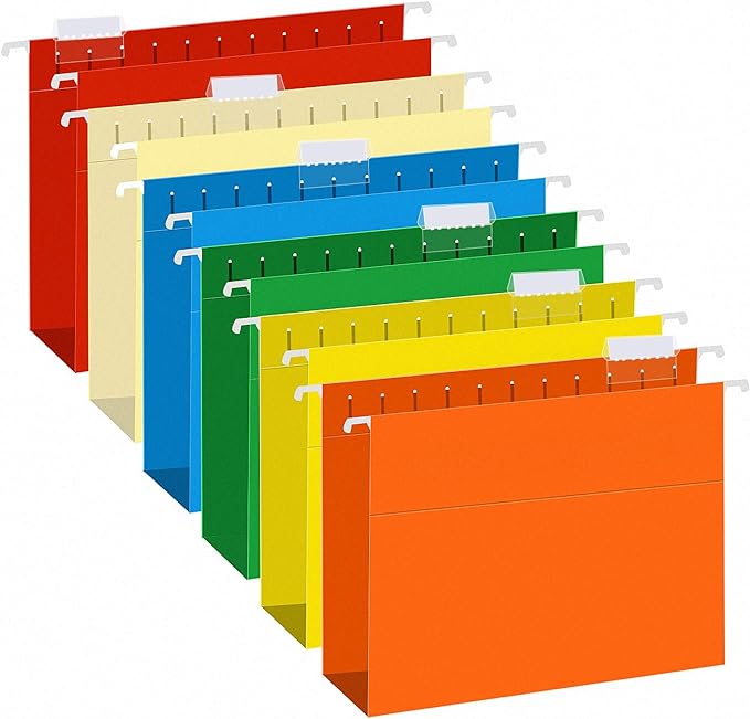 Extra Capacity Hanging File Folders, RAZCC 30 Pack Letter Size Reinforced Hanging Folders with Heavy Duty 3 Inch Expansion for Bulky Files, Filing Cabinet, Adjustable Tabs, Assorted Colors