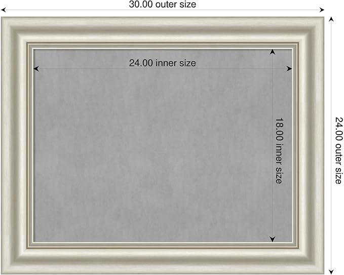 Amanti Art Silver Framed Magnetic Board 24x30 Medium Vision Board for use with Magnets, 100% Metal Sheet to Display Items as Office Decor or for Home Organization in mudroom, Kitchen or Kids Room