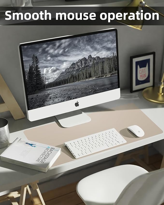 Small Desk Mat,Leather Desk Pad Protector,Desk Mouse pad,Office Desk mat,Laptop Mat for Desk, Non-Slip PU Leather Desk Blotter,Waterproof Desk Writing Pad for Office/Home(23.6"x13.8",Apricot)