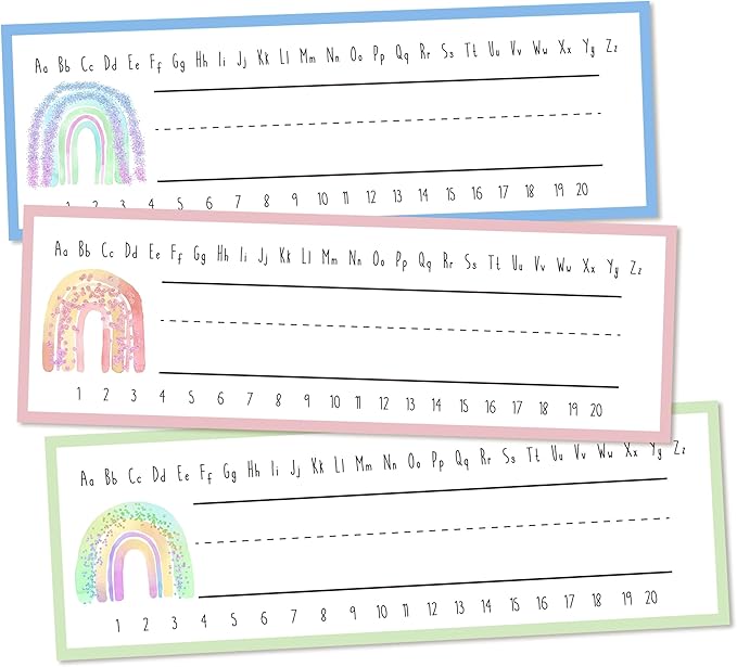 30 Name Tags for Classroom Cubbies, 3x9 in Boho Rainbow Name Plates for Desks, Classroom Must Haves for Teachers Elementary - A01