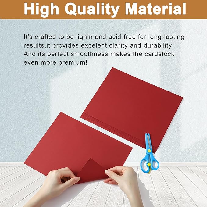 Silunkia 100 Sheets Christmas Red Cardstock 8.5 x 11 Scrapbooking Paper, 200gsm/75lb Premium Dark Red Paper Card Stock for DIY Cards Making, School Crafting, Party Decors, Wedding Invitations