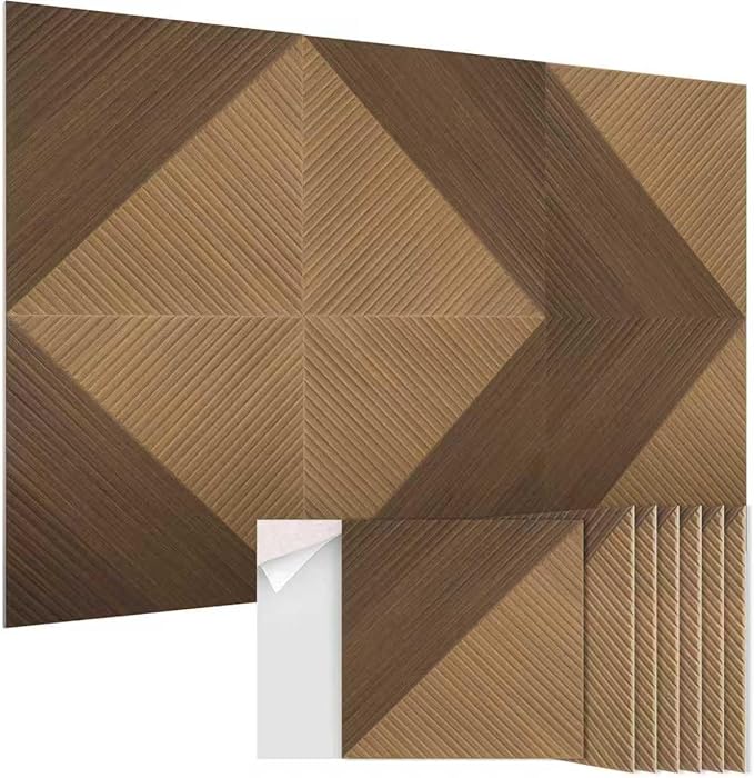 EVENRISING Acoustic Panels 6 Pack, Soundproof Wall Panels 23.6 x 23.6 Inches, Large Decorative Sound Absorbing Panels,Self-Adhesive Acoustic Treatment for Home Studio Office,Deep SymmetryLuxe