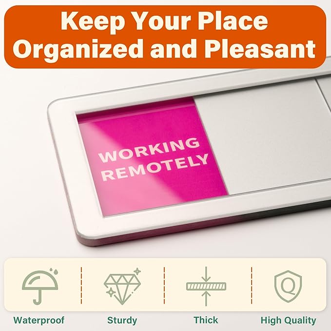 2PK Office Door Signs 5 Options Do Not Disturb, Please Knock, In A Meeting, Out Of Office, Working Remotely Privacy Door Slider Sign for Meeting & Conference Room