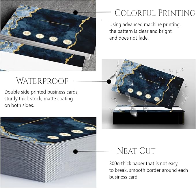 Custom Business Cards Personalized Business Cards for Small Business 300gsm Matte Paper Front & Back Sides Printed 3.5" x 2" - Glitter Marbling Template