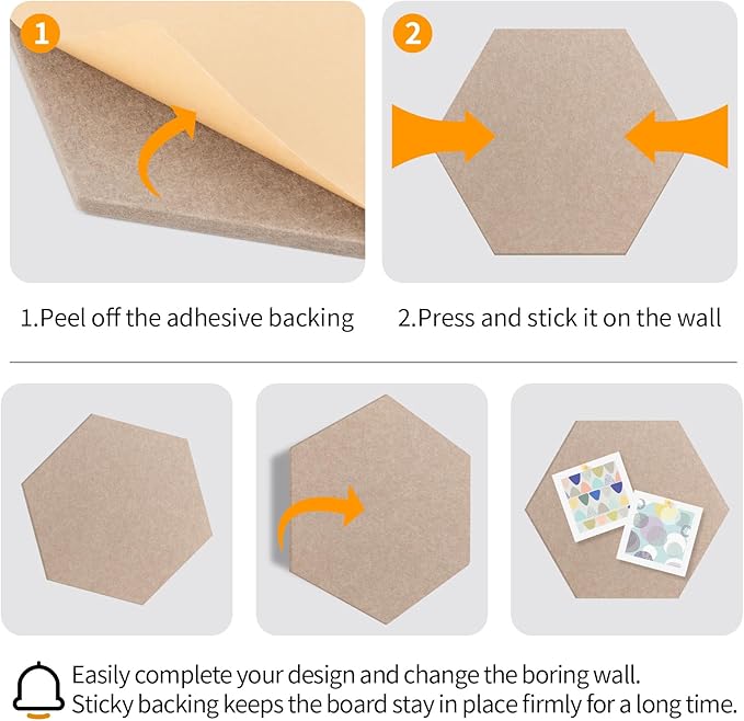 15'' Large Hexagon Cork-Bulletin Board Tiles Adhesive Frameless 10 Pack 15 x 13 inch Hex Pin Corkboard Prayer Vision Cork Board for Office-Wall Decor, Hexagonal Tack Pinboard with 30 Push Pins
