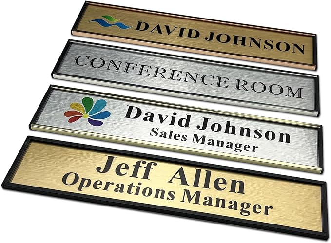 SINKAA Personalized Name Plate for Door or Wall, 2 * 10 inch Custom Office Aluminum Door or Wall Name Plates with Logo Image or Texts, Office Appreciation Gifts for Coworkers Boss Teacher, Employee