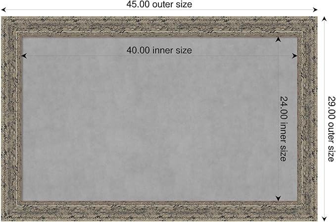 Amanti Art Silver Framed Magnetic Board 29x45 Large Vision Board for use with Magnets, 100% Metal Sheet to Display Items as Office Decor or for Home Organization in mudroom, Kitchen or Kids Room