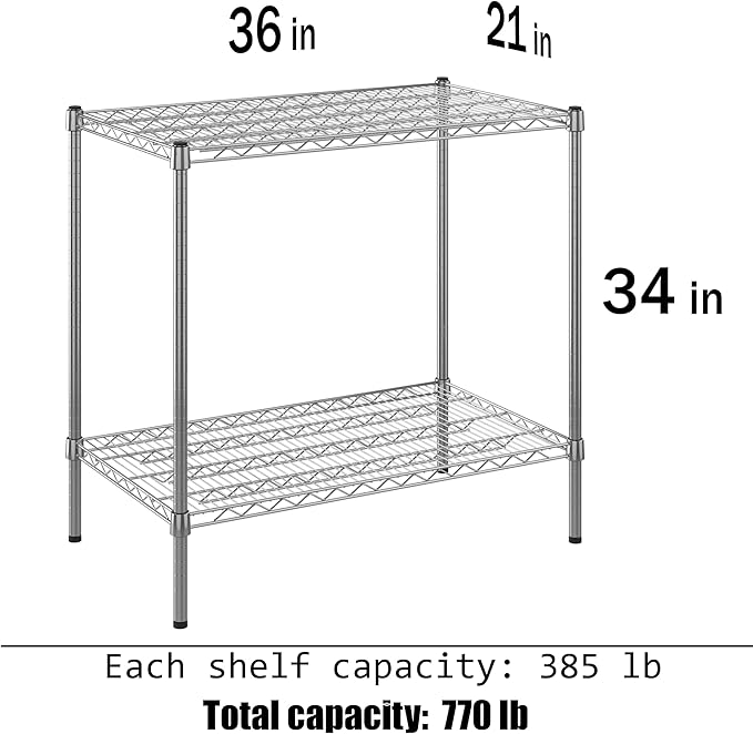 Regal Altair 21" Deep x 36" Wide x 34" Height Wire Shelving Kit | 2-Tier | NSF Commercial Storage Rack Unit