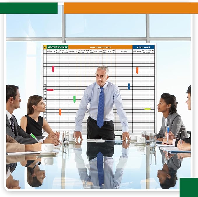 Lincia Extra Large Make Ready Board Property Management Kit, 36 x 45 Inch Make Ready Dry Erase Board with Lines Office Visual Work Checklist Project for Scheduling Tracking Progress