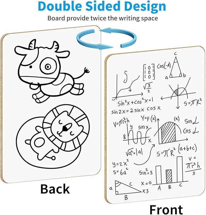 OSIMIG 26 Pack Small White Board Dry Erase, Mini Dry Erase Board 9" x12”, Double Sided Personal Whiteboards with 26 Erasers, White Boards for Students Teachers School Supplies