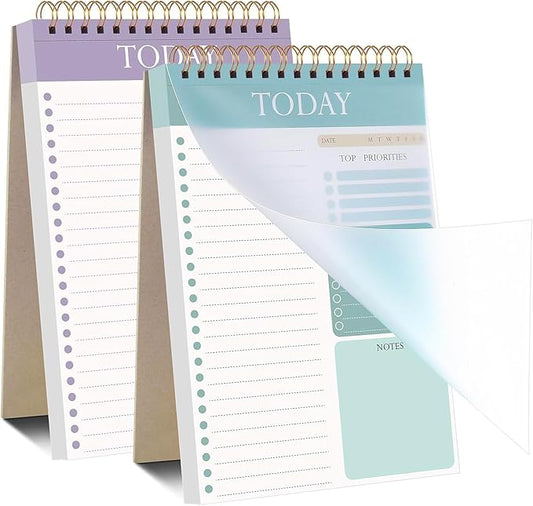 Thboxes 2 Packs To Do List Notepad, 104 Pages To Do List Notebook A5 Undated Daily Planner Notepad with Task Checklist Home Office School Supplies