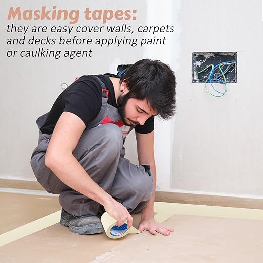 Fainne Masking Tape Bulk General Purpose Masking Painting Tape 55 Yards for Painting Home Office School Stationery Arts Crafts Basic Use, Easy Removal(4 Rolls,4 Inch)