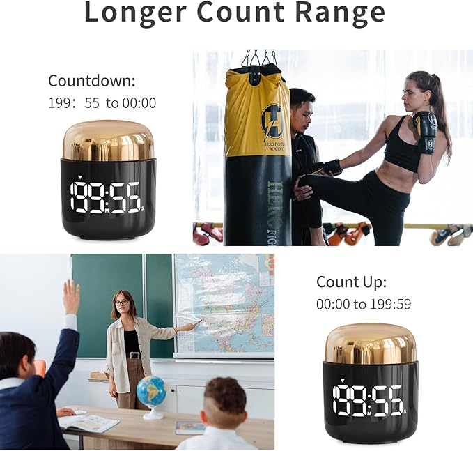 MeesMeek Digital Kitchen Timer,Countdown Countup Timer with Large LED Display Volume Adjustment,Timer for Cooking, Classroom Time for Kids and Teachers. (Gold)