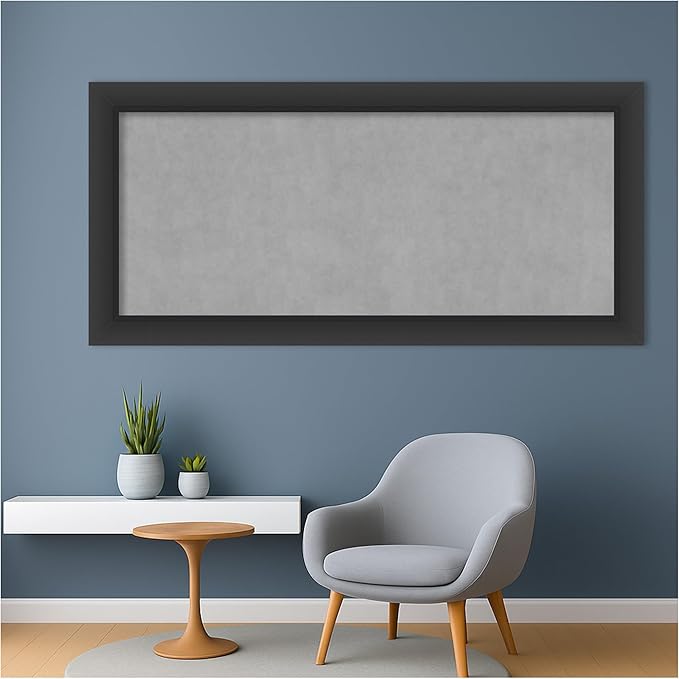 Amanti Art Black Framed Magnetic Board 25x53 Oversize Vision Board for use with Magnets, 100% Metal Sheet to Display Items as Office Decor or for Home Organization in mudroom, Kitchen or Kids Room